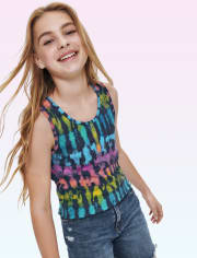Tween Girls Tie Dye Henley Tank Top