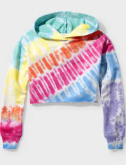 Tween Girls Tie Dye Cropped Hoodie