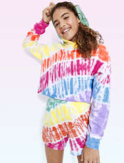 Tween Girls Tie Dye Cropped Hoodie