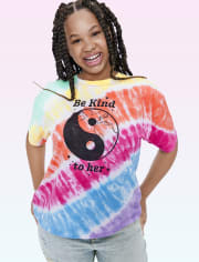 Camiseta extragrande con efecto tie-dye para niñas Tween