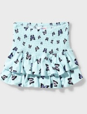 Tween Girls Butterfly Smocked Tiered Skirt