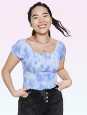 Tween Girls Smocked Cropped Top