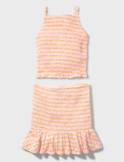 Conjunto de falda y camiseta sin mangas fruncidos
