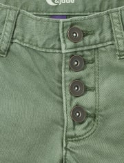 Tween Girls Button Front Denim Shortie Shorts