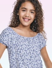 Tween Girls Floral Off Shoulder Top