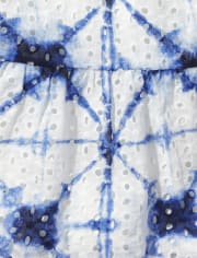 Tween Girls Tie Dye Eyelet Tiered Dress