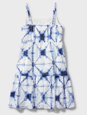 Tween Girls Tie Dye Eyelet Tiered Dress