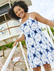 Tween Girls Tie Dye Eyelet Tiered Dress
