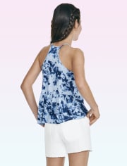 Tween Girls Print Peplum Tank Top