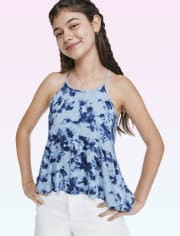 Tween Girls Print Peplum Tank Top