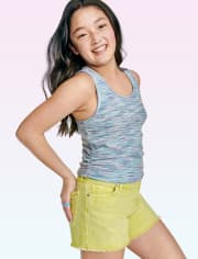Tween Girls Space Dye Ruched Tank Top