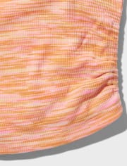 Camiseta sin mangas fruncida con teñido espacial para niñas Tween