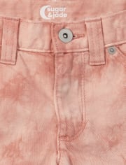 Pantalones cortos de carpintero de mezclilla teñido anudado para niñas Tween
