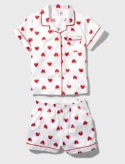 Girls Strawberry Charmeuse Pajamas