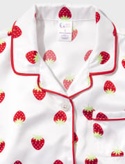 Girls Strawberry Charmeuse Pajamas