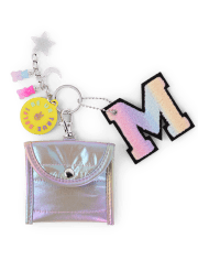 Tween Girls Pouch Keychain with Tie Dye Initial Charm