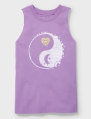 Girls Yin-Yang Oversized Muscle Tank Top