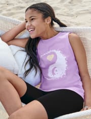 Girls Yin-Yang Oversized Muscle Tank Top