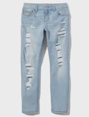 Girls High Rise Distressed Skinny Jeans