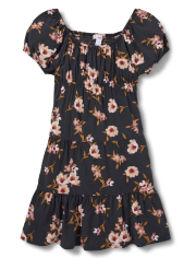 Tween Girls Print Challis Tiered Dress