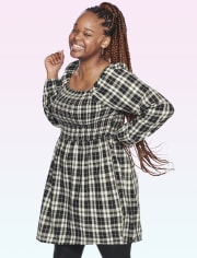 Tween Girls Plaid Smocked Dress