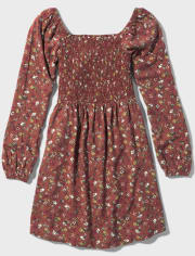 Vestido fruncido floral para niñas Tween