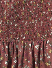 Vestido fruncido floral para niñas Tween