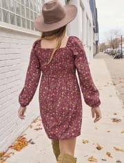 Vestido fruncido floral para niñas Tween