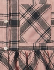 Tween Girls Plaid Peplum Button-Up Top