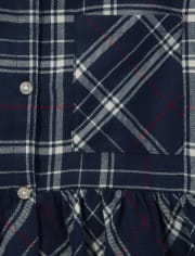 Tween Girls Plaid Peplum Button-Up Top