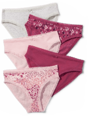 Tween Girls Lace Trim Bikini Underwear 5-Pack