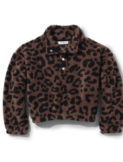 Jersey con medio broche de sherpa estampado para niñas Tween Girls