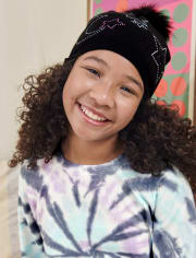 Conjunto de guantes y gorro con estrella enjoyada para niñas Tween