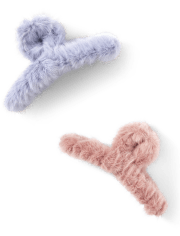Tween Girls Faux Fur Claw Hair Clips 2-Pack