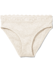 Tween Girls Ribbed Lace Trim Bikini Underwear