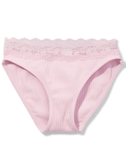 Tween Girls Ribbed Lace Trim Bikini Underwear