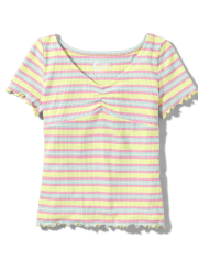 Tween Girls Striped Ruched Top