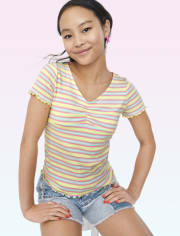 Tween Girls Striped Ruched Top
