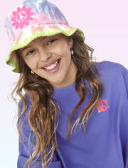 Girls Tie Dye Flower Bucket Hat