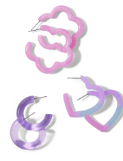 Tween Girls Frosted Heart Hoops 3-Pack