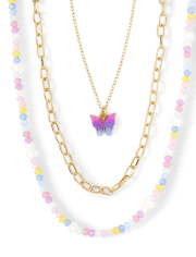 Tween Girls Butterfly Necklace 3-Pack