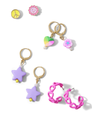 Paquete de 4 aretes con íconos para niñas preadolescentes