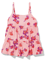 Girls Floral Ruffle Tiered Tank Top