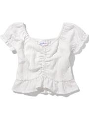 Girls Eyelet Ruched Top