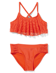 Girls Lace Ruffle Bikini Swimsuit