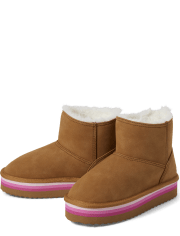 Tween Girls Striped Platform Faux Suede Chalet Booties