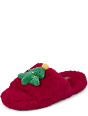 Tween Girls Christmas Faux Fur Slippers