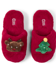 Tween Girls Christmas Faux Fur Slippers