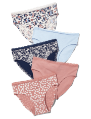 Tween Girls Lace Trim Bikini Underwear 5-Pack