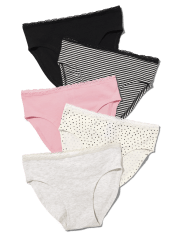 Tween Girls Lace Trim Bikini Underwear 5-Pack